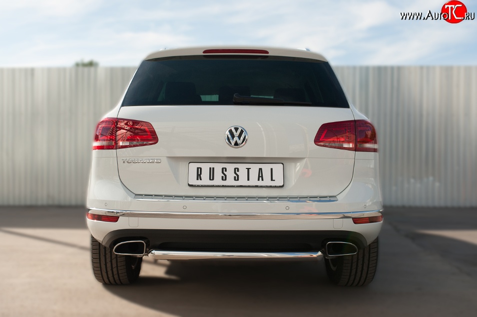 18 299 р. Одинарная защита заднего бампера диаметром 63 мм SLITKOFF Volkswagen Touareg 2 NF рестайлинг (2014-2018)  с доставкой в г. Самара