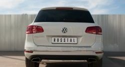 Защита заднего бампера (Ø75x42 мм, нержавейка) Russtal Volkswagen Touareg 2 NF рестайлинг (2014-2018)
