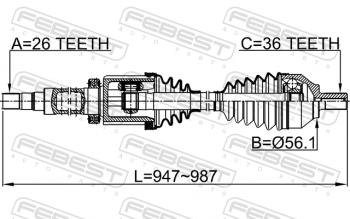 16 849 р. Правый привод передний в сборе FEBEST Volvo 740 (1985-1992)  с доставкой в г. Самара. Увеличить фотографию 2