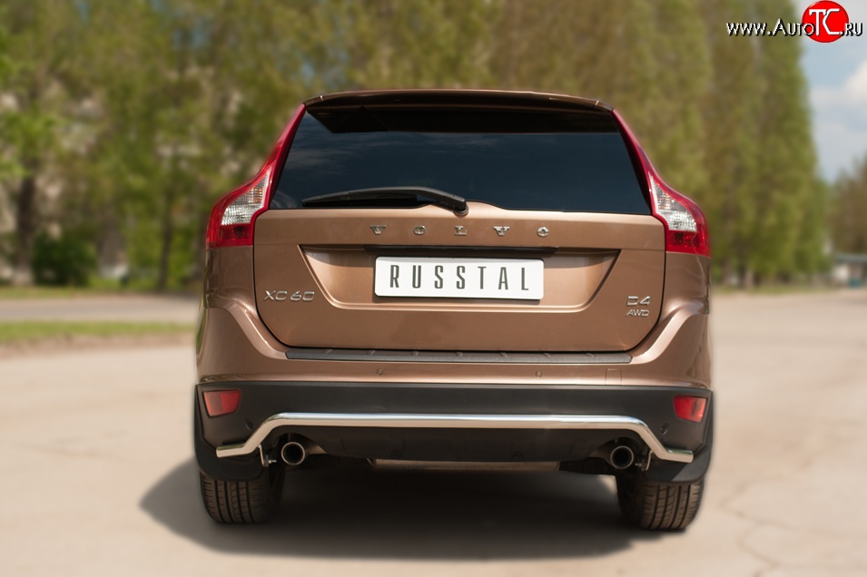 15 999 р. Защита заднего бампера (Ø63 мм волна, нержавейка) SLITKOFF Volvo XC60  дорестайлинг (2008-2013)  с доставкой в г. Самара