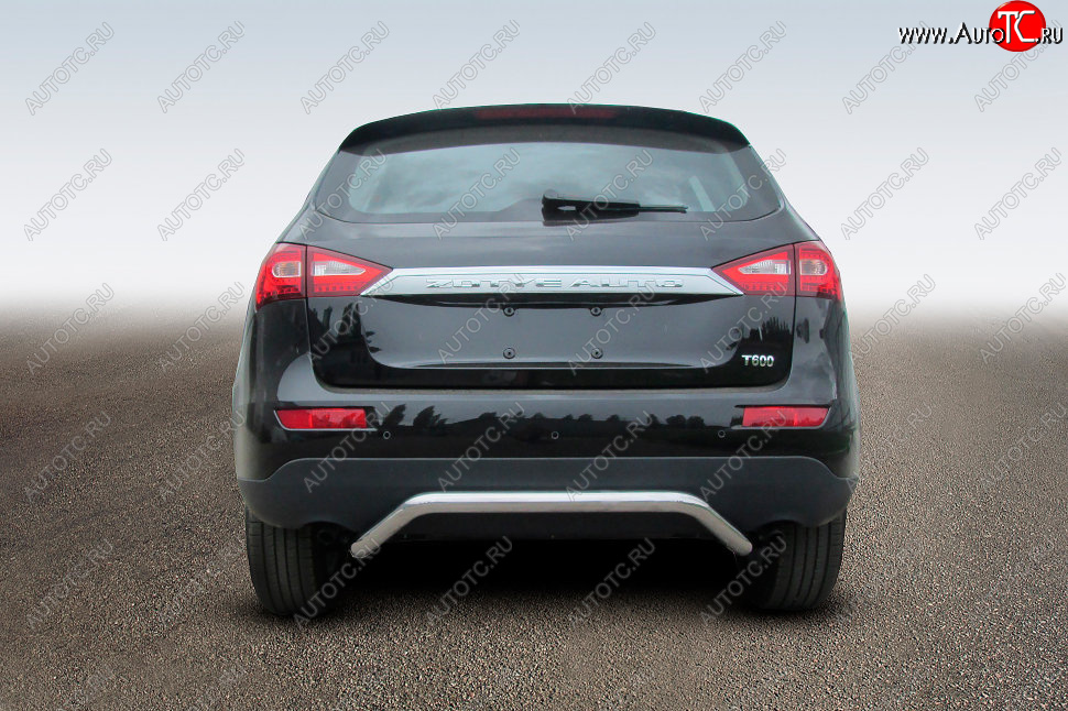 11 499 р. Защита заднего бампера из изогнутой трубы диаметром 57 мм Slitkoff Zotye T600 (2014-2021) (Цвет: нержавеющая полированная сталь)  с доставкой в г. Самара