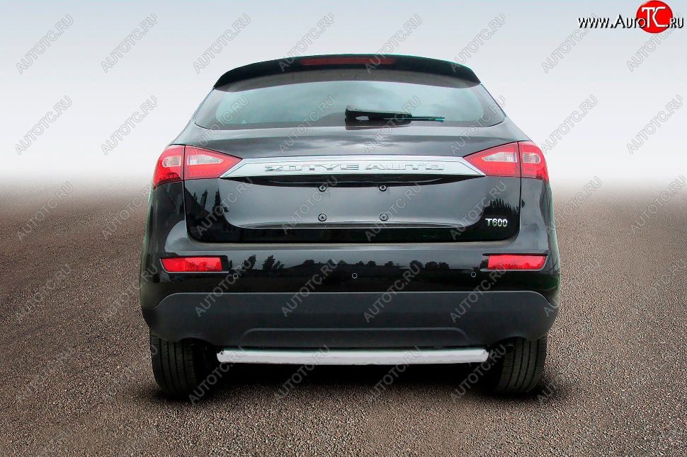 6 949 р. Защита заднего бампера Slitkoff (Ø57 мм, радиусная) Zotye T600 (2014-2021) (Сталь полимерным покрытием в цвет: серебристый)  с доставкой в г. Самара